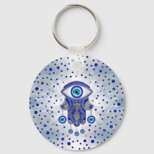 Hamsa Hand-Hand av Fatima Lapis Lazuli och Silver Nyckelring