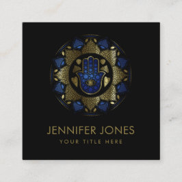 Hamsa Hand-Hand i Fatima in Lotus mandala Fyrkantigt Visitkort