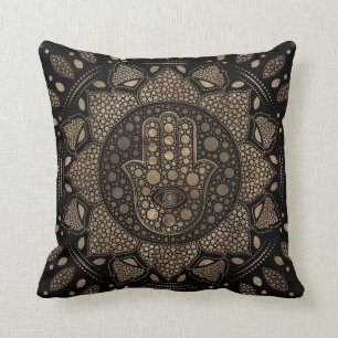 Hamsa Hand-Hand i Fatima in Lotus mandala Kudde