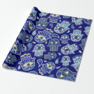 Hamsa Hand - Hand of Fatima mönster Blue Minerals Presentpapper