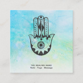 *~* Hamsa | Hand i Fatima | Måne Yoga Fyrkantigt Visitkort