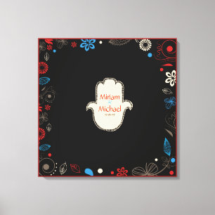 HAMSA HAND Jewish Bröllop Sign-In Memory Board Canvastryck