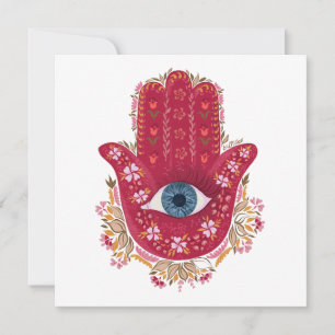Hamsa Hand_Magenta_Cream-kort