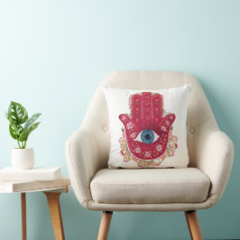 Hamsa Hand_Magenta_Cream Pillow Kudde