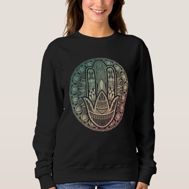 Hamsa Hand Mandala Hindu Yoga Meditation Spiritual T Shirt (Framsida)