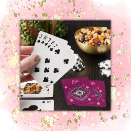 Hamsa Hand med Evil Öga och Hearts Rosa vid vin Casinokort