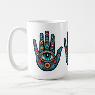 Hamsa Hand med och öga art illustration Kaffemugg