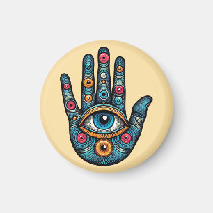 Hamsa Hand med och öga art illustration Magnet