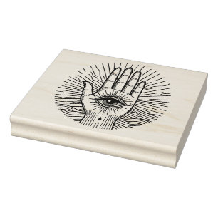 Hamsa Hand med och öga art illustration Stämpel