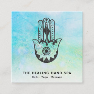*~* Hamsa - Hand of Fatima - Craters of Måne Yoga Fyrkantigt Visitkort