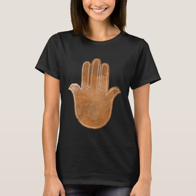 Hamsa Hand of Fatima print Faded brown sketch evil T Shirt (Framsida)