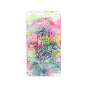 HAMSA Hand of Fatima symbol Adressetikett