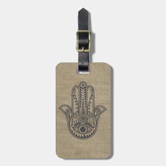 HAMSA Hand of Fatima symbol amulet Bagagebricka (Vertikal Framsida)
