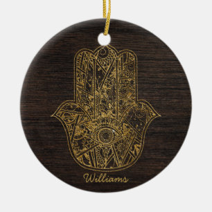 HAMSA Hand of Fatima symbol amulet design Julgransprydnad Keramik