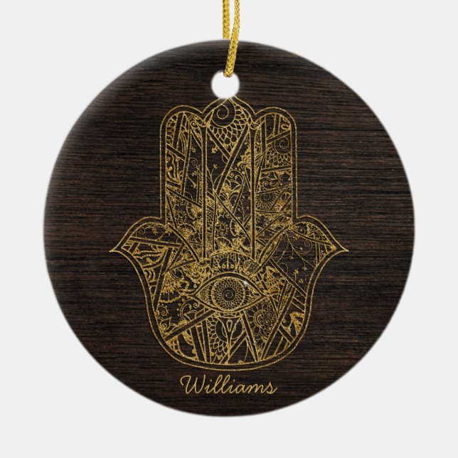 HAMSA Hand of Fatima symbol amulet design Julgransprydnad Keramik (Framsidan)