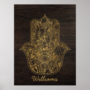 HAMSA Hand of Fatima symbol amulet design Poster