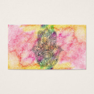 HAMSA Hand of Fatima symbol amulet Henna blommigt Visitkort
