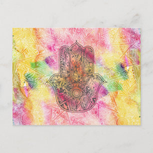 HAMSA Hand of Fatima symbol amulet Henna blommigt Vykort
