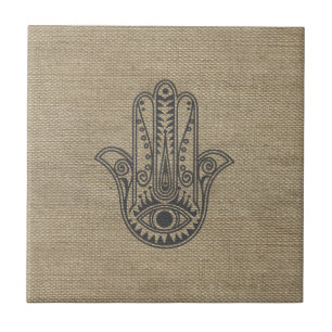 HAMSA Hand of Fatima symbol amulet Kakelplatta