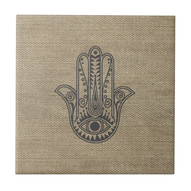 HAMSA Hand of Fatima symbol amulet Kakelplatta (Framsidan)