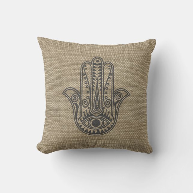 HAMSA Hand of Fatima symbol amulet Kudde (Framsida)