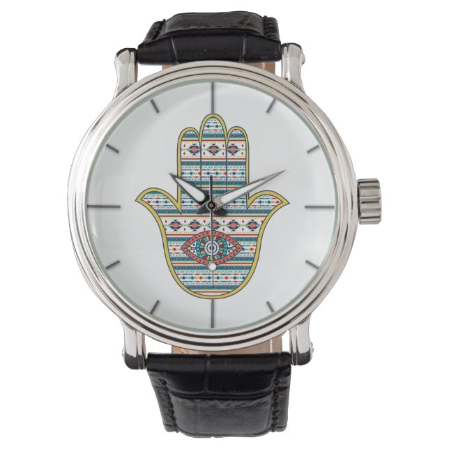 HAMSA Hand of Fatima Symbol Armbandsur (Framsida)