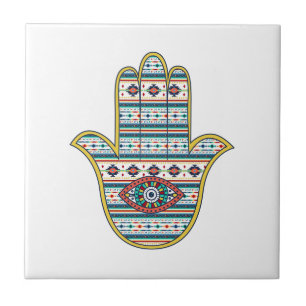 HAMSA Hand of Fatima Symbol Kakelplatta
