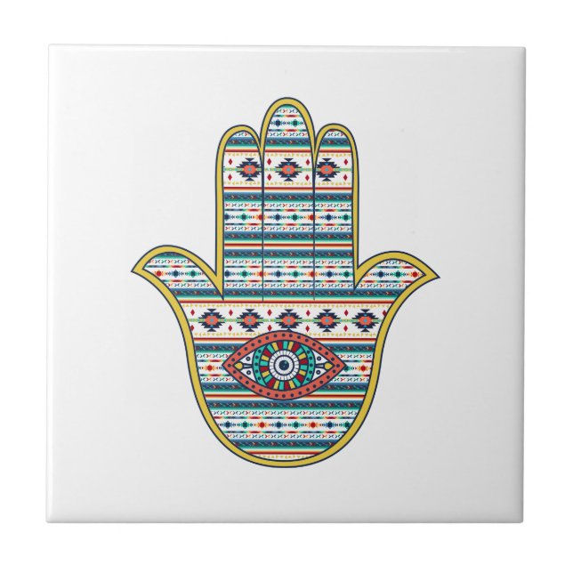 HAMSA Hand of Fatima Symbol Kakelplatta (Framsidan)