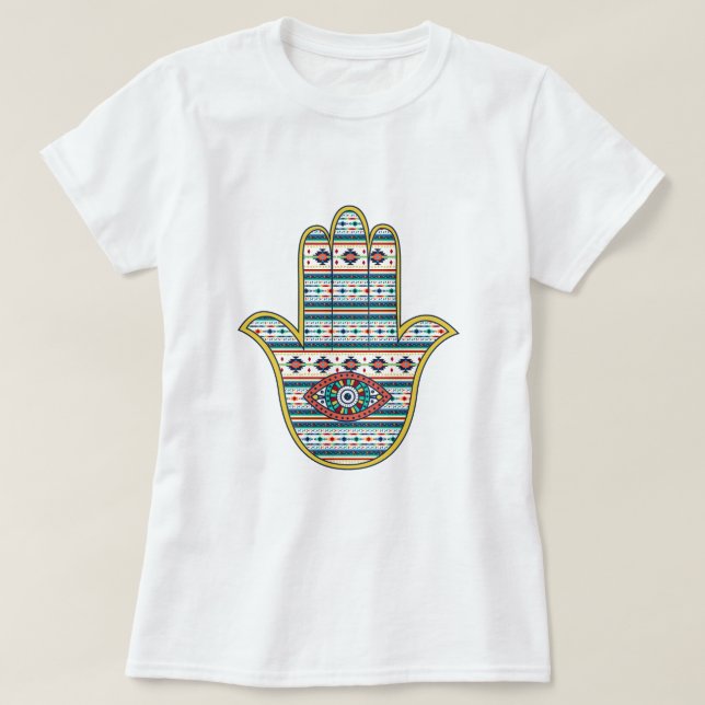 HAMSA Hand of Fatima Symbol T Shirt (Design framsida)