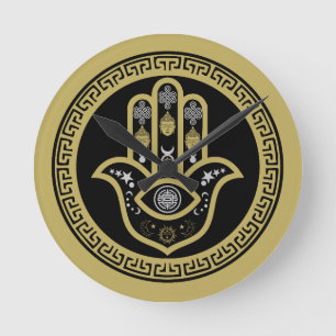 Hamsa Hand Ögonskydd Rund Klocka
