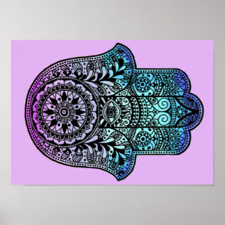 Hamsa Hand Ombre Skriv ut Poster