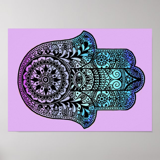 Hamsa Hand Ombre Skriv ut Poster (Framsidan)