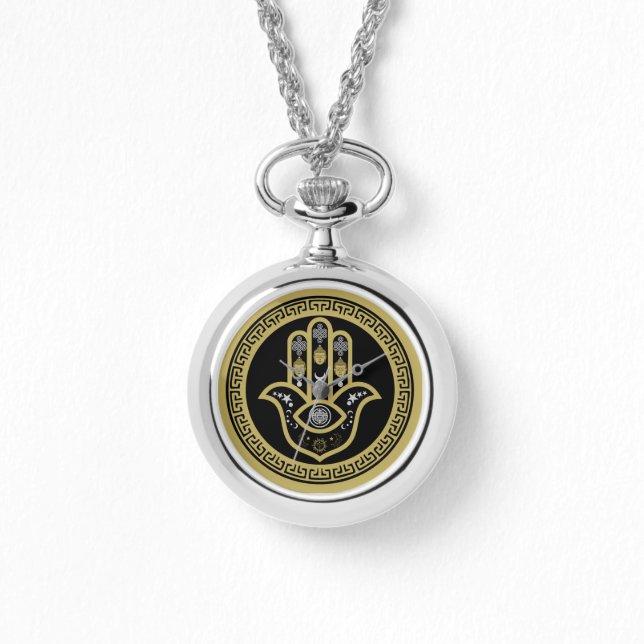 Hamsa Hand Ondöga Ögon Skydd Armbandsur (Framsida)