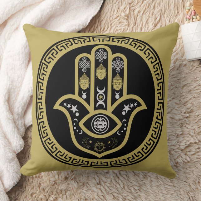 Hamsa Hand Ondöga Skydd Kudde (Filt)