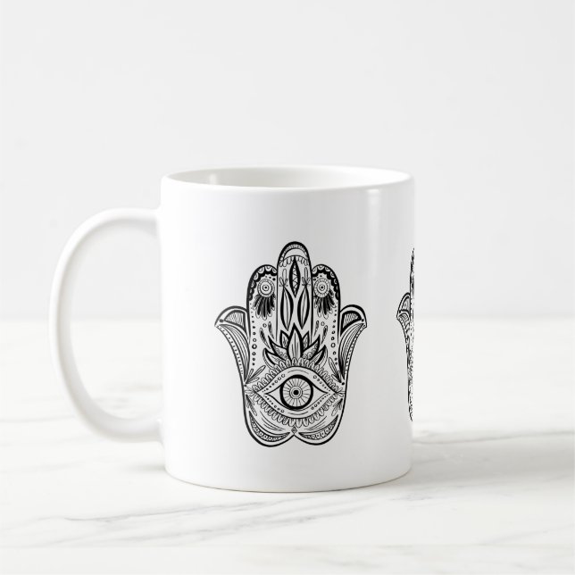 Hamsa hand plockade kaffemugg (Vänster)