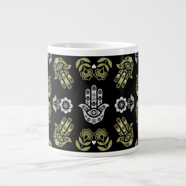 Hamsa Hand Protection Art Jumbo Mugg (Framsidan)