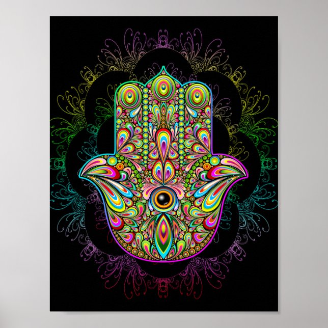 Hamsa Hand Psychedelic Art Poster (Framsidan)