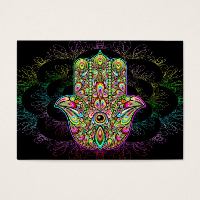 Hamsa Hand Psychedelic Visitkort (Framsidan)