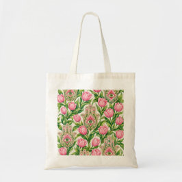 Hamsa Hand & Rosa Tulpaner Botanisk Onda Ögon Tygkasse