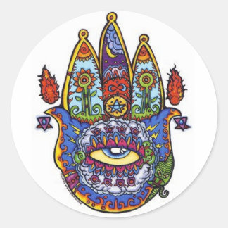 Hamsa hand. runt klistermärke