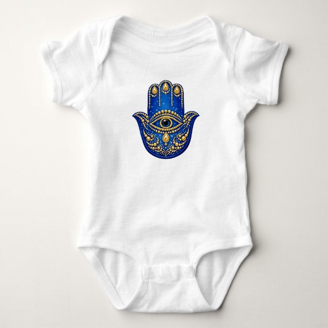 Hamsa Hand Skydds Amulett Baby T Shirt (Framsida)