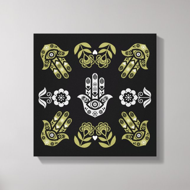 Hamsa Hand Skydds Konst Canvastryck (Framsida)