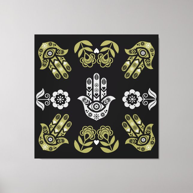 Hamsa Hand Skydds Konst Canvastryck (Framsida)