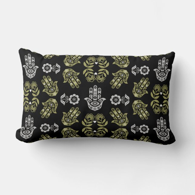 Hamsa Hand Skydds Konst Lumbarkudde (Framsida)