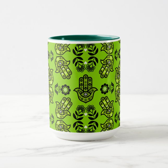 Hamsa Hand Skydds Konst Mugg (Center)