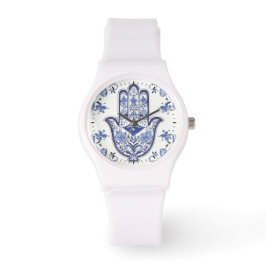 Hamsa Hand Symbol - Blue and White Hand of Fatima Armbandsur