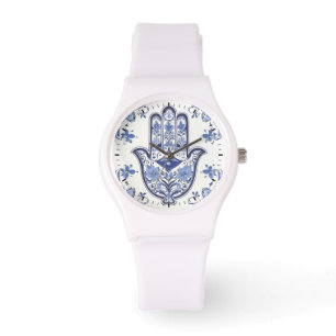 Hamsa Hand Symbol - Blue and White Hand of Fatima Armbandsur