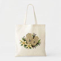 Hamsa-händer med vaniljblommor & onda ögat