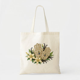 Hamsa-händer med vaniljblommor & onda ögat tygkasse