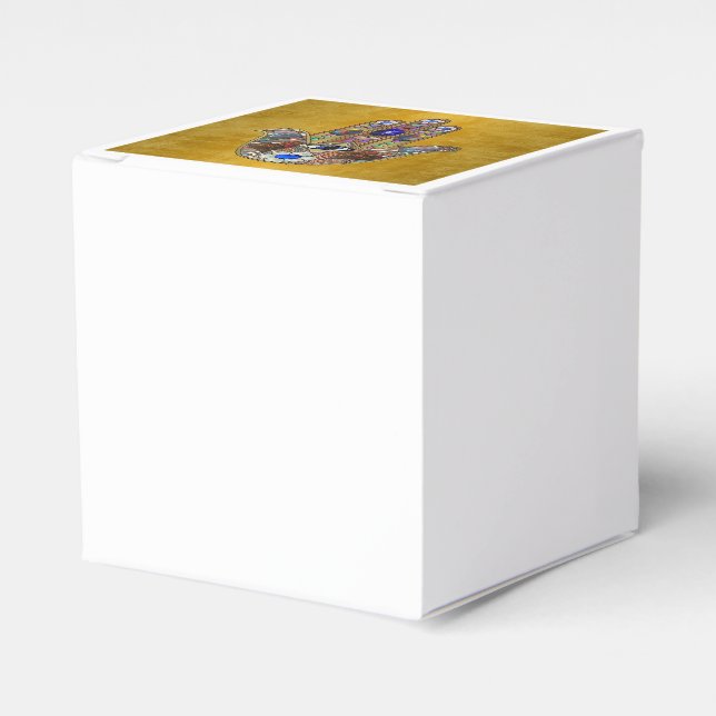 Hamsa Hearts Flowers Opal Art på Guld Presentaskar (Framsidan Sidan)